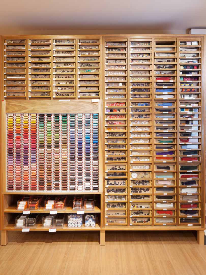 Well-stocked haberdashery department with yarns and craft kits