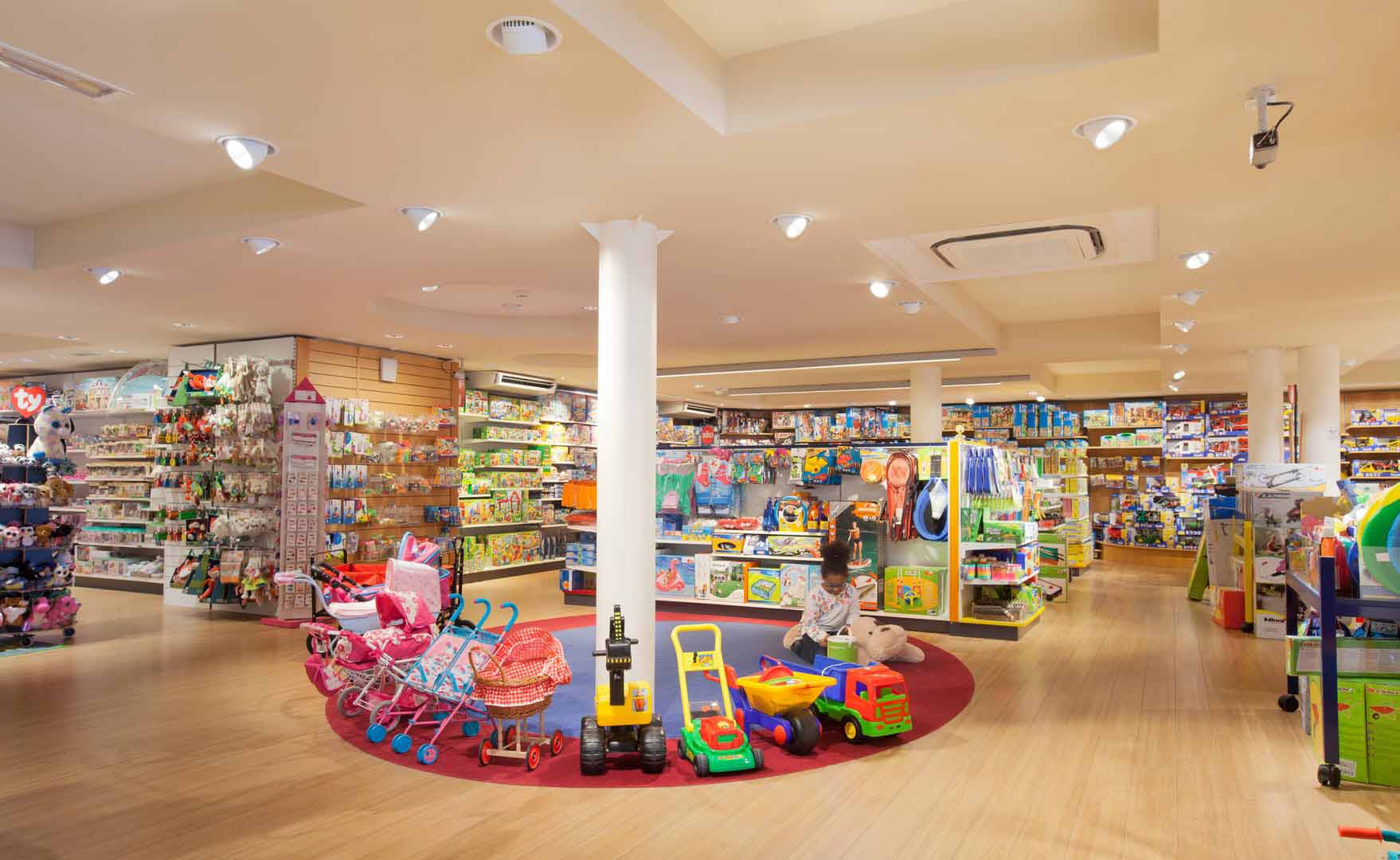 A view of the toy department featuring a large selection for children